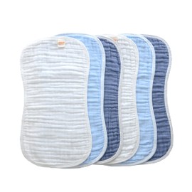 MUKIN Baby Muslin Burp Cloth Set of 6, Ultra Soft Absorbent Thick Cotton Burping Cloths for Unisex Newborn Babies, 20'' by 10'' Neutral Milk Spit Up Rags Boys Girls - Baby Must Haves. (Gradient Blue)