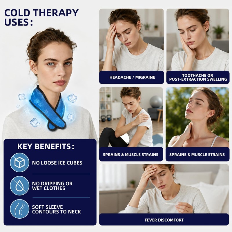 Reusable Cooling Neck Ice Pack Wrap, Ice Pack for Neck