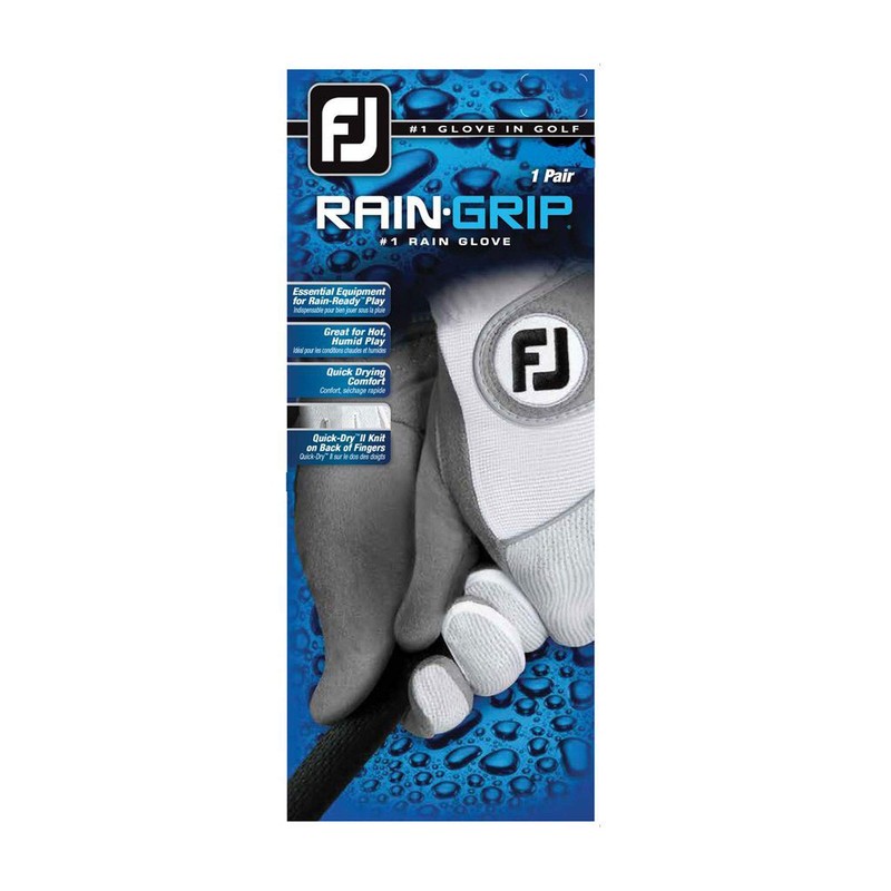 FootJoy Men's RainGrip Pair Golf Glove White Cadet Medium, Pair