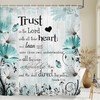 Bible Verse Inspirational Quote Shower Curtain, Green Floral Daisy Trust