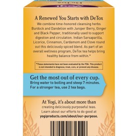 Yogi Yogi Tea DeTox Tea - 16 Tea Bags per Pack (6 Packs) - Organic Detox Tea for Digestive & Circulation Support - Includes Burdock, Dandelion, Ginger Root, Black Pepper, Cardamom & Juniper Berry