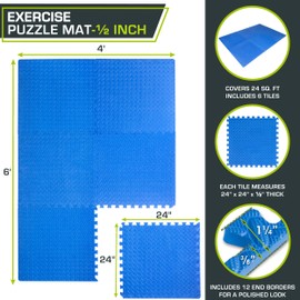 ProsourceFit Exercise Puzzle Mat 1/2" - Blue-ACA