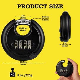 Guliffen Combination Lock, Discus Padlock with 4 Digital Combination,Disc Lock for Storage Unit,Trailer (Red)…