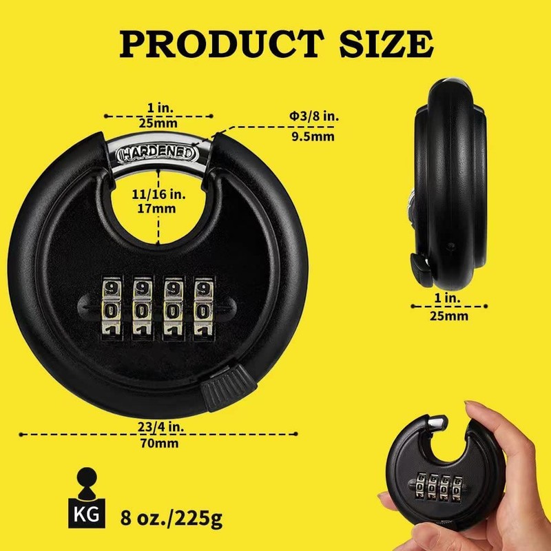 Guliffen Combination Lock, Discus Padlock with 4 Digital Combination,Disc Lock