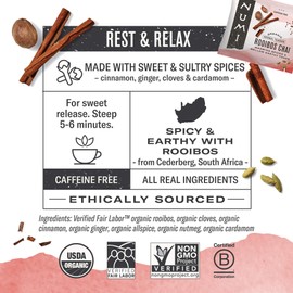 Numi Organic Rooibos Tea Variety Pack, 18 Tea Bags (Pack of 3), Chocolate Rooibos, Rooibos Chai, Rooibos (Packaging May Vary)