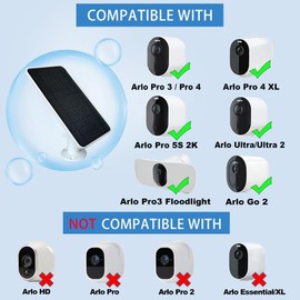 JJMASEE Solar Panel Charger for Arlo Pro 4/5S 2K,Ultra 2/XL,Pro 3/4 XL,Ultra/Go 2–13FT Weatherproof Magnetic Cable & Aluminum Mount–Not for Essential/Pro 2 (2-Pack)