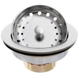 3-1/2 Inch Kitchen Sink Drain Assembly Black Sink Drain Strainer with Stainless Steel Strainer Basket and Drain Stopper Replacement for Standard Kitchen Sink Drain