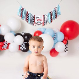 Fast One - Bandera de silla alta – Bandera de primer cumpleaños de coche de carrera, decoración de cumpleaños con temática de coche de carrera, decoración de primer cumpleaños, retro de coche de