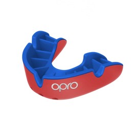 New OPRO Silver Level Adult and Youth Sports Mouthguard with Case, Gum Shield Featuring Revolutionary Fitting Technology for Hockey, Rugby, Boxing and Other Contact Sports (Red/Dark Blue, Adult)
