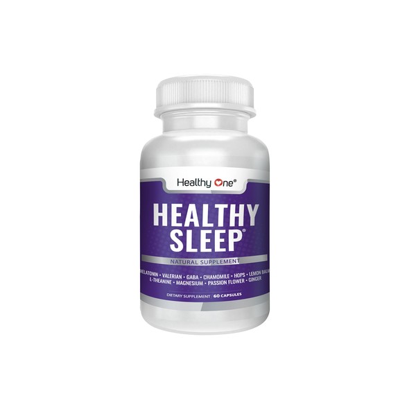 Healthy Sleep All-Natural Supplement - Fall Asleep Quickly, Get Restful Sleep, Wake Up Energized | 60 Capsule Bottle| Herbal Supplement with Melatonin, Valerian, Chamomile
