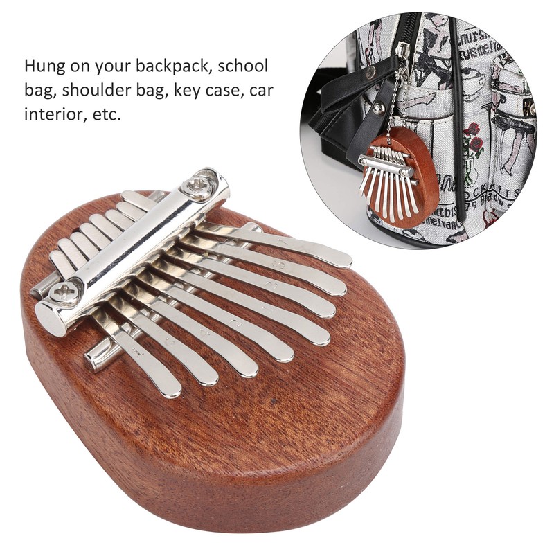 8 Tone Kalimba Thumb Piano C Key Mini Portable Mahogany