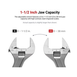 TEKTON 9 Inch Adjustable Wrench (1-1/2 in. Jaw Capacity) | WSA04222