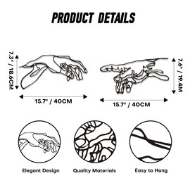 Minimalism Jesus Wall Decor Two Pieces Hands of God Metal Christian Home Decor, Enhance Home Art Atmosphere, Christian Faith Multifunctional Religious Wall Sculpture (32x9.6 Inch)