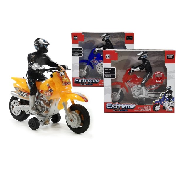 Generico Motorcycle Toy Real Lights and Sounds Moto Cross with Pilot Motorcycle Clutch Game Assorted Colours, Random Colour