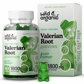 Wild  Organic Valerian Root Gummies 1800mg - Mood Support wValerian Root Extract - Calming Gummies for Relaxation - 60 Vegan, Non-GMO Powder Based... 