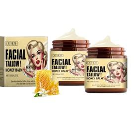 Flygragon Whipped Beef Tallow and Honey Balm, Grass Fed Grass Finished Face Cream, Tallow Face Moisturizer, Hydrates and Nourish Your Skin, Natural Face Moisturizer Body Lotion for Dry (2PCS)