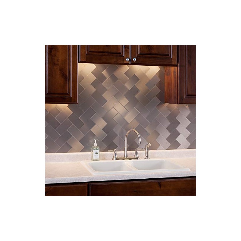 Aspect Peel and Stick Backsplash 3in x 6in Brushed Stainless