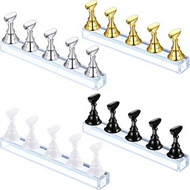 Soporte de acrílico 4 en 1 para uñas y práctica, soporte magnético para punta en oro, plata, negro y blanco