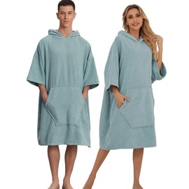 Avisiatree Surf Poncho Hooded Beach Towel for Adults Quick Dry Terry Cloth Changing Robe with Pockets Swim Unisex Towel Poncho Hoodie