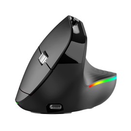 PINKCAT Kabellose Vertikale Maus, 2.4G Led Wiederaufladbare Ergonomische Funkmaus USB Computermaus für Laptop, Mac, Vertical Ergo Maus 3 Verstellbare 1000/1200/1600 DPI (2.4G LED Aufladbar, Schwarz)