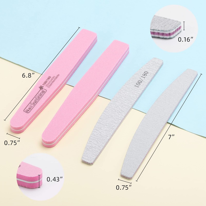 35 Count 100/180 Grits Nail Files and Buffers Professional Emery