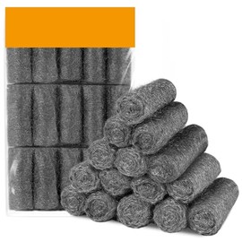 MAQIHAN Steel Wool Pads 00 15PCS - Mini Steel Wool Roll Glass Wood Fabric Metal Fine Polishing Chrome Glass Polishing Pads Wool Steelwool Mice Control Weep Hole Covers Walls Fill