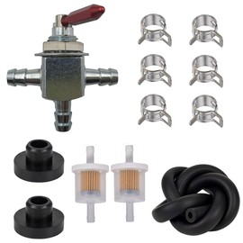 awtetpje 1-633347 Cut-Off Fuel Valve with Fuel Filter Kit Fit for Scag 2-Way 1/4" Barbs Steel Fuel Oil Gas Petcock in Line Valve 482212, E633347, 1-633347,for Husqvarana 539102679