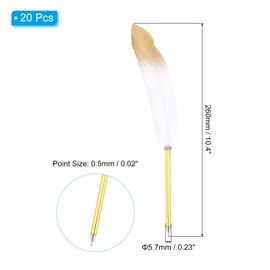 PATIKIL 20 Pcs Feather Ballpoint Pens Bulk 0.5mm Ink Vintage Plated Rod Quill Writing Pens for Office, Wedding Guest Signature, White