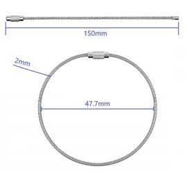 Key Ring Made of Wire Rope Rustproof Stainless Steel Key Ring 2 mm Thick Steel Cable Luggage Tag Multifunctional Key Rings with Screw Lock in Silver (15 cm Length 2 mm Diameter) (Pack of 30)
