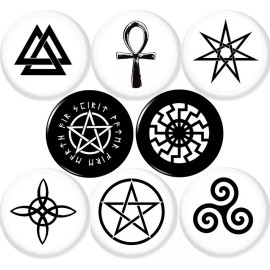 Wiccan Symbols 8 New 1" inch (25mm) pins Button Badge Pagan Witch Witches Knot