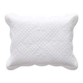 Calla Angel Sage Garden Luxury Pure Cotton Quilted Pillow Sham, Standard, 20x26, White