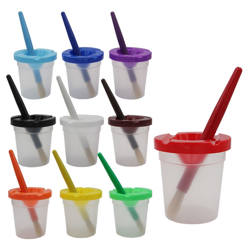 10 Pieces Spill Proof Paint Cups Kids Painting Set with