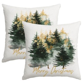 Artmag Christmas Pillow Covers 24x24 Inch Set of 2 Black Gold Merry Christmas Xmas Tree Rustic Decorative Throw Pillows Covers Winter Holiday Decor for Couch Sofa
