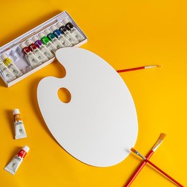 Pack of 2 Mixing Palette with Holes, Oval Art Palette, Art Palette, Non-Stick Oil Colour Mixing Palette for DIY Art Painting, Acrylic Palettes, 20 x 30 cm, Painting Accessories (Transparent & Pure