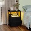 Fixwal Night Stand with Charging Station, LED Nightstand with U-S-B