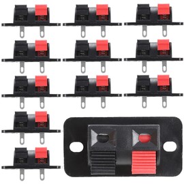 Greluma Pack of 12 2-Way Speaker Terminals Block, Speaker Terminals Strip Board Connector, Speaker Spring Connection Clamp, Push Release Type