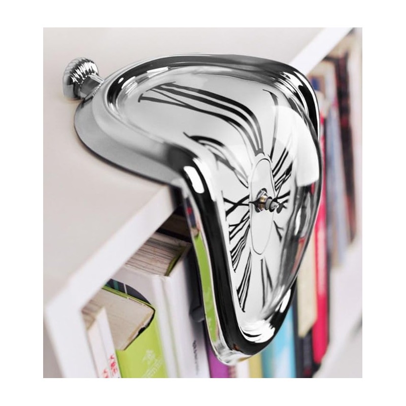 Melting Clock, Funny Precise Melted Clock for Desktop (Gold)