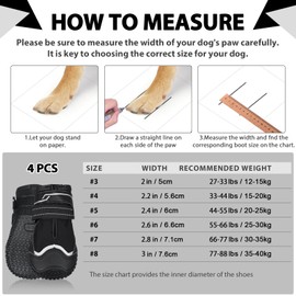 REESTBOO Dog Shoes, Paw Protection, Pack of 4 Non-Slip Dog Shoes, Dog Boots, Paw Protection with Reflective Strap, Paw Protection Shoes for Small, Medium, Large Dogs, Black (4#)