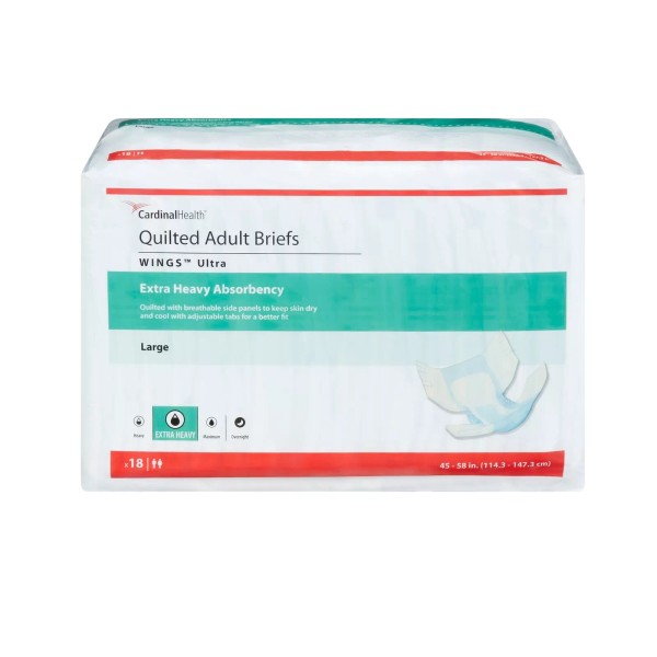 18PK Wings Ultra Incontinence Brief L Quilted 77074 Extra Heavy