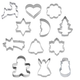 Westmark Christmas Cookie Cutter Set, 12 Pieces, 12 Different Designs, Stainless Steel, Silver, 354222E6