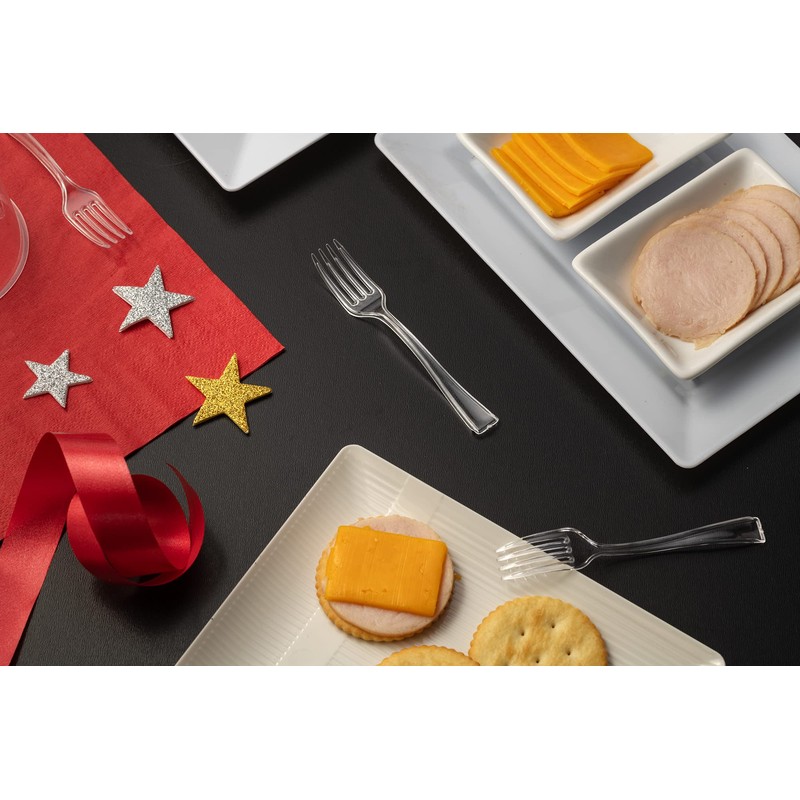 Exquisite Plastic Mini Forks, Clear, 96 Count