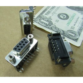 SherrodSurplus 10 Female D-Sub Connectors DE-9 Pin Angle PC Board Mount Screw Terminal PCB