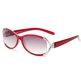The Claire Sun Readers for Women Oval Reading Glasses Trendy Readers Sunglasses + 2.00 Red and Silver