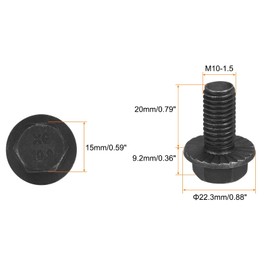 TA-VIGOR M10-1.5 x 20mm Hex Head Serrated Flange Bolts, 10.9 Grade Carbon Steel Flanged Hex Bolts, Heavy Duty Screws for Construction and Machinery, 5Pcs