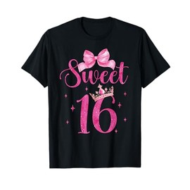 Sweet 16 Birthday Girl Coquette Aesthetic Pink Bow Birthday T-Shirt