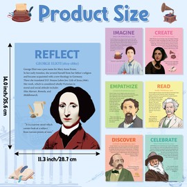 Fiupan Famous Authors Educational Poster - 7Pcs Back to School Influential Writers Literature Motivational Quotes History Wall Print, Famous People Unframed Artwork Decoration Gift for School Office