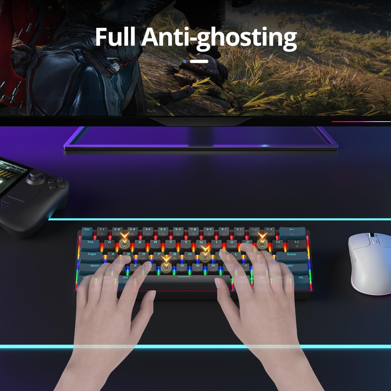 surmen 60% Mechanical Gaming Keyboard with Linear Red Switch, Wired