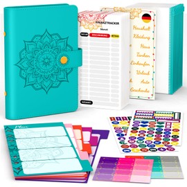 Budget Planner, German A6, Financial Planner, Household Book for Enter, Savings Book for Money, Budget Planner, Money Saving Folder, Budget Binder, Money Organiser, Personal Organiser (Turquoise)