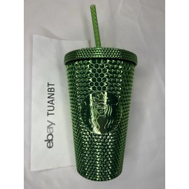 Starbucks Christmas Holiday 2023 Green Studded Cold Tumbler 16 OZ
