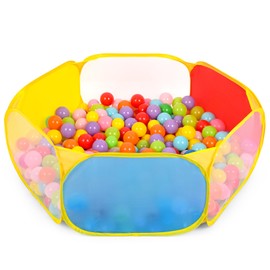 Eocolz Eocolz Kids Ball Pit Large Pop Up Childrens Ball Pits Tent for Toddlers Playhouse Baby Crawl Playpen with Basketball Hoop and Zipper Storage Bag, Balls Not Included (1M Blue Yellow Red Green)